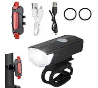 Abonda Headlight Taillight Set, Rechargeable USB Mountain Warning Light with 3 Lighting Modes, Cycling Road Scooter LED Taillight for Outdoor