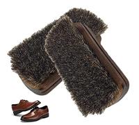 Abonda Shoe Brush, 2 Shoe Brushes for Cleaning, Horsehair Shoes Polish Brushes Kit, Small Counter Duster for Boots Shoes Other Leather Caring