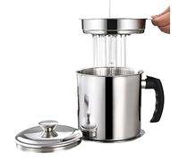 Abonda Stainless Steel Oil Strainer Pot, 1.3L, Cooking Oil Filter with Dust-Proof Lid