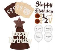 ABOOFAN 1 Set Adorable Bear Birthday Decoration Set Includes Banner Cone Hat and Balloons for Half Birthday Party Easy to Set Up for Indoor and Outdoor Celebrations