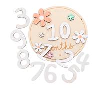 ABOOFAN 1 Set Monthly Milestone Cards Wooden Double Sided Floral Signs Newborn Photo Props for Monthly Growth Tracking Safe Natural Wood Material