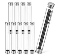 ABOOFAN 10 Pcs Clear Acrylic Pen Storage Cases Cylinder Tube Holders with Stoppers for Ballpoint Pens Pencils Student Display and Protection