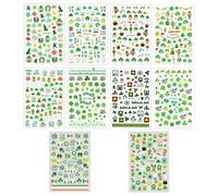 ABOOFAN 10 Sheets Clover Nail Art Stickers for Manicure Nail Decoration Easy to Use and Sanitary Classic Irish Festival Elements Design