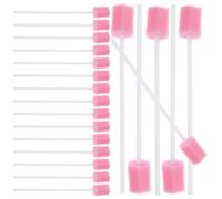 ABOOFAN 100 Count Disposable Mouth Swabs, Individually Oral Care Sponge Swabs, Tooth Cleaning Tool for Elderly, Baby, Gum-protective (pink)