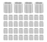 ABOOFAN 100pcs 4mm Steel Cable Connector Aluminum Wire Rope Loop Crimp Kit with Burr-free End Stops and Elliptical Figure-8 Double Ferrules, for Emergency Power Line Repairs and Garage