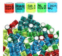 ABOOFAN 100pcs Birds Identification Rings Poultry Leg Ring Easy to Put on Easy to Take off Aluminum Plastic Country Name Leg Bands for Cockatiel Finch Pet Owners Random Color