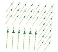 ABOOFAN 100pcs Halloween Witch Hat Paper Straws Striped Drinking Straws for Beverage Party Decoration Birthday Wedding Bridal Shower Supplies