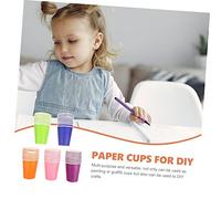 ABOOFAN 100Pcs Thickened Disposable Paper Cups for DIY Painting Kindergarten Drawing Cups with Pastel Colors Orange Green Blue Pink Purple Lightweight and Portable Art Supplies