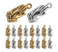 ABOOFAN 100PCS Vintage Alloy Prayer Charms for Bracelet Making Praying Hands Pendants for DIY Jewelry Crafts Mixed Gold and Silver Pendants for Necklace Earrings and Craft Supplies