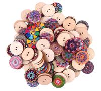 ABOOFAN 100pcs Vintage Round Wood Buttons 15mm Lightweight Flower Fasteners for Sewing Accessories, Easy to Sew Decorative Buttons for DIY Handicrafts and Clothes Random Color