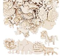 ABOOFAN 100Pcs Woodland Animal Wooden Shapes Chips Natural Wood Slices for Table Scatter Confetti Craft Embellishments DIY Scrapbooking Card Making Wedding Decoration