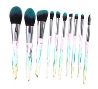 ABOOFAN 10pcs Makeup Brush Set with Eye Shadow Brush Diamond Handles with Color Gradient Soft Black-blue Synthetic Bristles for Professional Cosmetic and Face Powder Application
