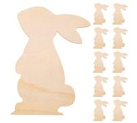 ABOOFAN 10pcs Rabbit Shaped Wood Chips Wooden Rabbit Wood Blocks for Crafting Indoor Easter Egg Disc Easter Ornaments House Decorations for Home Unfinished Wood Panels The Sign Household