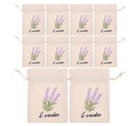 ABOOFAN 10pcs Small Cotton Canvas Drawstring Pouches with Embroidered Lavender Pattern for Wedding Favor and Present Packaging, Versatile Use Storage Bags with Drawstring Closure