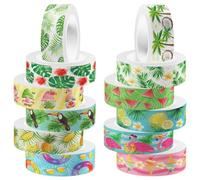 ABOOFAN 12 Rolls Green Washi Tape Adhesive Sticker, Easy to Tear Material for DIY and Scrapbook Decor Featuring Beautiful and Unique Designs Suitable