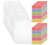 ABOOFAN 12pcs A5 Binder Pockets with Zipper, Pe Material Document Filing Bags, Includes Sticky Labels, Easy to Carry and Keeps Things Visible, for Travel and Meeting