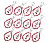ABOOFAN 12pcs Christmas Tree Hanging Ornaments Beaded Pendants Red Bell Keychain Decor Easy to Hang