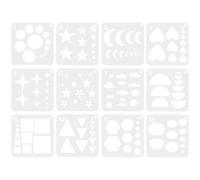 ABOOFAN 12pcs Geometric Drawing Template Stencils for Artists Plastic Painting Tools with Flower and Star Patterns DIY Craft Supplies for Classrooms and Wall Art