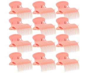 ABOOFAN 12pcs Hot Curler Claw Clips for Hair Styling, Heat Insulation Plastic Clips, Time-saving Use, Suitable for Home and Professional Salons, Beige
