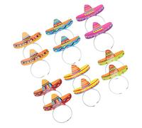 ABOOFAN 12pcs Mexican Party Headbands Wide Brimmed Hat Style Festive Cinco De Mayo Headbands for Day Dead Cosplay Photo Props and Festival Decorations