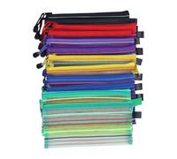 ABOOFAN 12pcs PVC Mesh Zipper Pencil Bags Lightweight Canvas Pen Cases Multipurpose Travel Pouches for Office School Supplies Cosmetics Organizer with Smooth Zippers