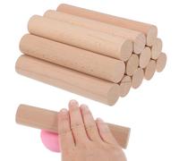 ABOOFAN 12pcs Unfinished Beech Wood Dowel Rods Smooth Hardwood Sticks for Model Building Macrame Clay Crafting and Dough Rolling with Natural Grain and Comfortable Grip