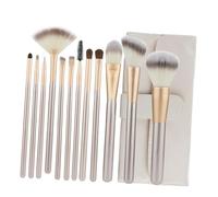 ABOOFAN 12pcs White Makeup Brush Set with Wood Handles for Professional Salon Use Featuring Comfortable Skin Touch and Nylon Bristles for Creating A Delicate Appearance