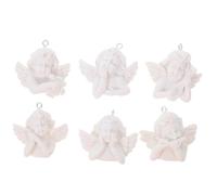 ABOOFAN 12pcs White Resin Angel Miniatures Figurines Key Ring Pendant for DIY Crafts Materials Portable and Reusable Jewelry Parts Suitable for Key Chains