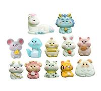 ABOOFAN 12pcs Zodiac Ornaments Chinese Zodiac Charms Zodiac Animal New Year Car Mini Lucky Ornament Bonsai Decor Lucky Fortune Statue Bonsai Craft Statue Figure Ingredients Miniature Resin
