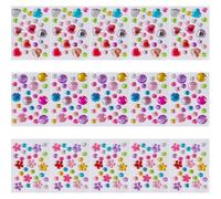 ABOOFAN 15 Sheets DIY Mini Gem Stickers Set - Plastic Heart, Plum Blossom, Round Shapes, Stick-On Jewels for ’S Crafting and Reward Decorations