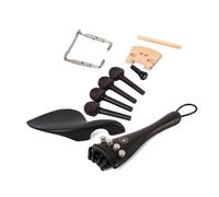 ABOOFAN 15pcs Ebony Violin Fittings Set with Fish Eye Tailpiece, Chinrest, Clamps, Endpin, Tail Gut 4 Pegs - Orchestral String Parts for Violin Maintenance and Repair