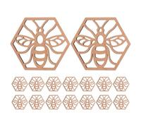 ABOOFAN 16pcs Wooden Bee Coasters Honeycomb Tableware Mats Hexagon Drink Coasters Cup Pad Coffee Placemats Wall Art Decoration Home Wedding Party Decoration