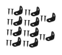 ABOOFAN 18 Sets Shape Corner Brackets with Screws Heavy Duty Black Stainless Steel Right Angle Braces for Furniture Shelves Cabinets and Table Tops Flat Bracket