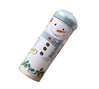 ABOOFAN 1pc Xmas Tinplate Candy Box Creative Cookie Storage Container for Christmas Treats Adorable Snowman Design Reusable Candy Jar for Decorations