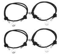 ABOOFAN 2 Pairs Braided Couple Bracelet Adjustable Bracelet Distance Bracelets for Couples Matching Bracelets for Couples His and Hers Bracelets Couple Friendship Magnet Lovers Alloy