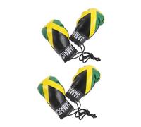 ABOOFAN 2 Pairs Realistic Large Boxing Glove Ornaments Hanging Car Decoration Set Jamaica Flag Style for Holiday Decor and Souvenirs Eye Catching Pendant for Home Office Store Display