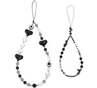 ABOOFAN 2 Pcs Anti-lost Phone Lanyards with Hearts Beads Fashionable Phone Bracelet Straps for Women Multi-use Hanging Chains Handbags Keys Cameras Accessories