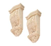 ABOOFAN 2 Pcs European Style Wood Carved Appliques Onlay Home Decor Corner Decor Finishing Material Beige