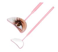 ABOOFAN 2 Pcs Handheld Lash Mirrors for Eyelash Extensions Small Moon-Shaped Lash Inspection Mirrors in Pink Portable Salon Eyelash Supplies