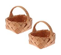ABOOFAN 2 Pcs Wedding Basket Easter Egg Basket with Handles Extra Large Storage Bowl Hand Wicker Storage Small with Handle Lid Woven Wooden