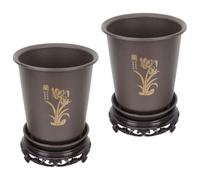 ABOOFAN 2 Sets Black Plastic Orchid Flower Planting Pots with Abs Base, Good Breathable and Permeable Indoor Planter Pots with Holes the Bottom for Balcony and Indoor