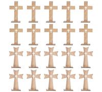 ABOOFAN 20 Sets Cross Wooden Standing Small Christian Cross Table Catholic Crucifix with Stand Religious Spiritual for Home Wall Table Church Decoration