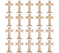 ABOOFAN 20 Sets Wooden Standing Cross Small Christian Cross Table Altar Catholic Crucifix with Stand Spiritual Religious for Home Wall Table Church Decor