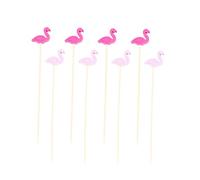 ABOOFAN 200pcs Bamboo Flamingo Cocktail Picks Decorative Fruit Sticks Creative Handmade Toothpicks for Piercing Garnish for Bars and Clubs