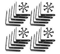 ABOOFAN 20pcs Heavy Duty L-Shaped Iron Corner Brackets with Precut Mounting Holes, Black Painted Surface, Precision Right Angle Fit, for Chair and Table Support in Homes and Offices