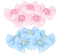 ABOOFAN 20pcs Pet Hairbands Decorative Hairties for Pets Elastic Not Easy to Fall off Polyester Rhinestone Pearls Daily Life Cats Dogs