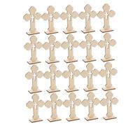 ABOOFAN 20pcs Unfinished Wood Standing Crosses Bulk for DIY Crafts Rustic Tabletop Centerpieces for Christmas First Communion Baptism Decorations Compact Travel-Friendly Wooden Cross