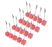 ABOOFAN 20pcs Wooden Name Card Holders with Metal Memo Clips Vibrant Painted Desk Note Clip Stands for Wedding Table Numbers Dining Place Cards Party and Office Decor