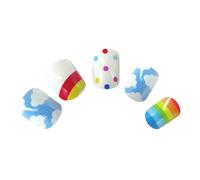 ABOOFAN 24pcs Cartoon Plastic False Nails for Kids, Easy to Apply Decorative Stickers, Full Cover Press on Nails for Girls, at Home or Holiday Events, Unique Fashion Style