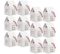 ABOOFAN 24pcs House Shaped Christmas Treat Boxes White Paper Candy and Cookie Boxes with Handheld Design Well-made for Baking Dessert Packing and Gift Giving